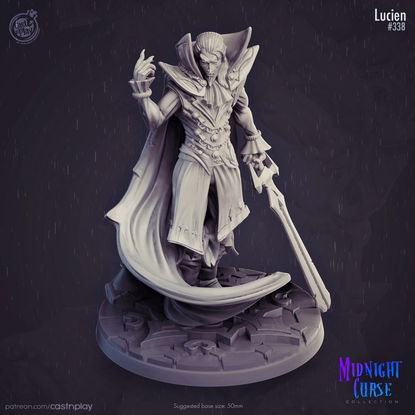 3D Printed Cast n Play Midnight Curse - Lucien 28mm 32mm D&D - 3D Printing Boss 