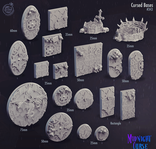 3D Printed Cast n Play Midnight Cursed Bases Set 28mm 32mm D&D - 3D Printing Boss 