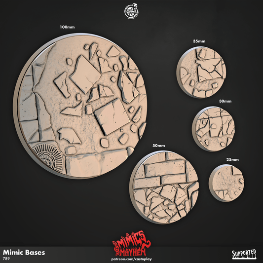 3D Printed Cast n Play Mimic Bases Mimics Mayhem Set 28mm 32mm D&D - 3D Printing Boss 