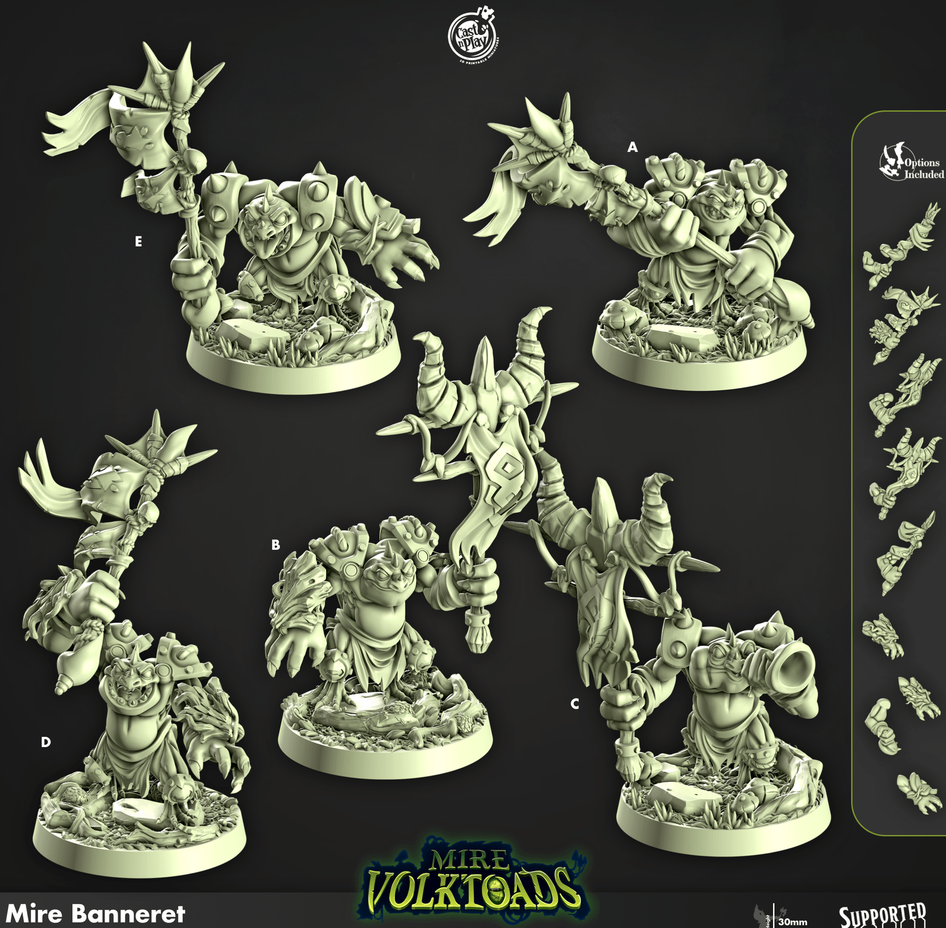 3D Printed Cast n Play Mire Banneret Mire Volktoads Set 28mm 32mm D&D - 3D Printing Boss 