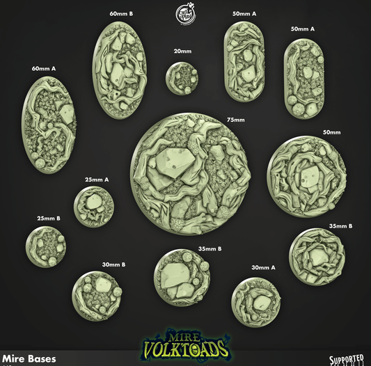 3D Printed Cast n Play Mire Bases Mire Volktoads Set 28mm 32mm D&D - 3D Printing Boss 