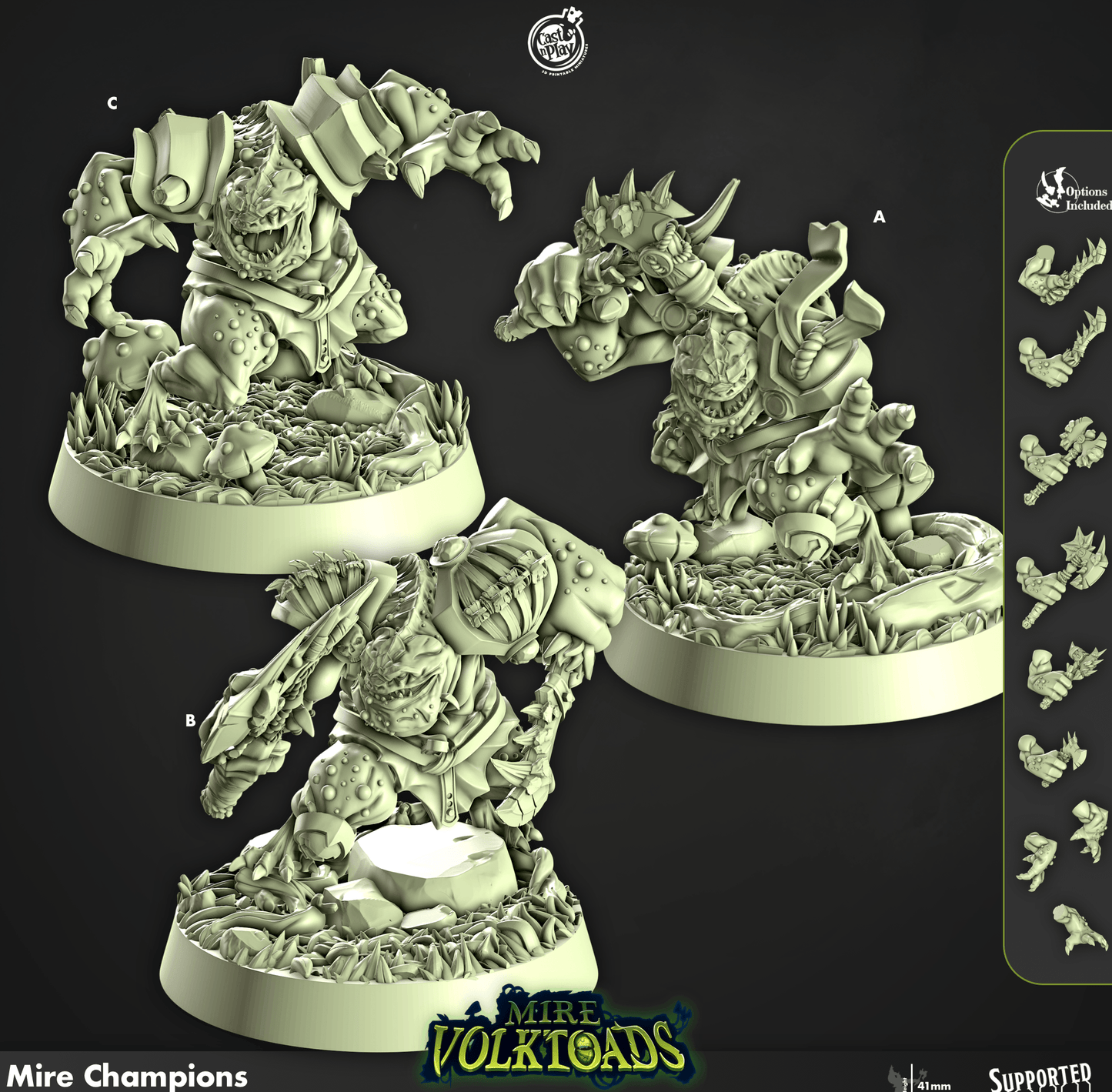 3D Printed Cast n Play Mire Champions Mire Volktoads Set 28mm 32mm D&D - 3D Printing Boss 