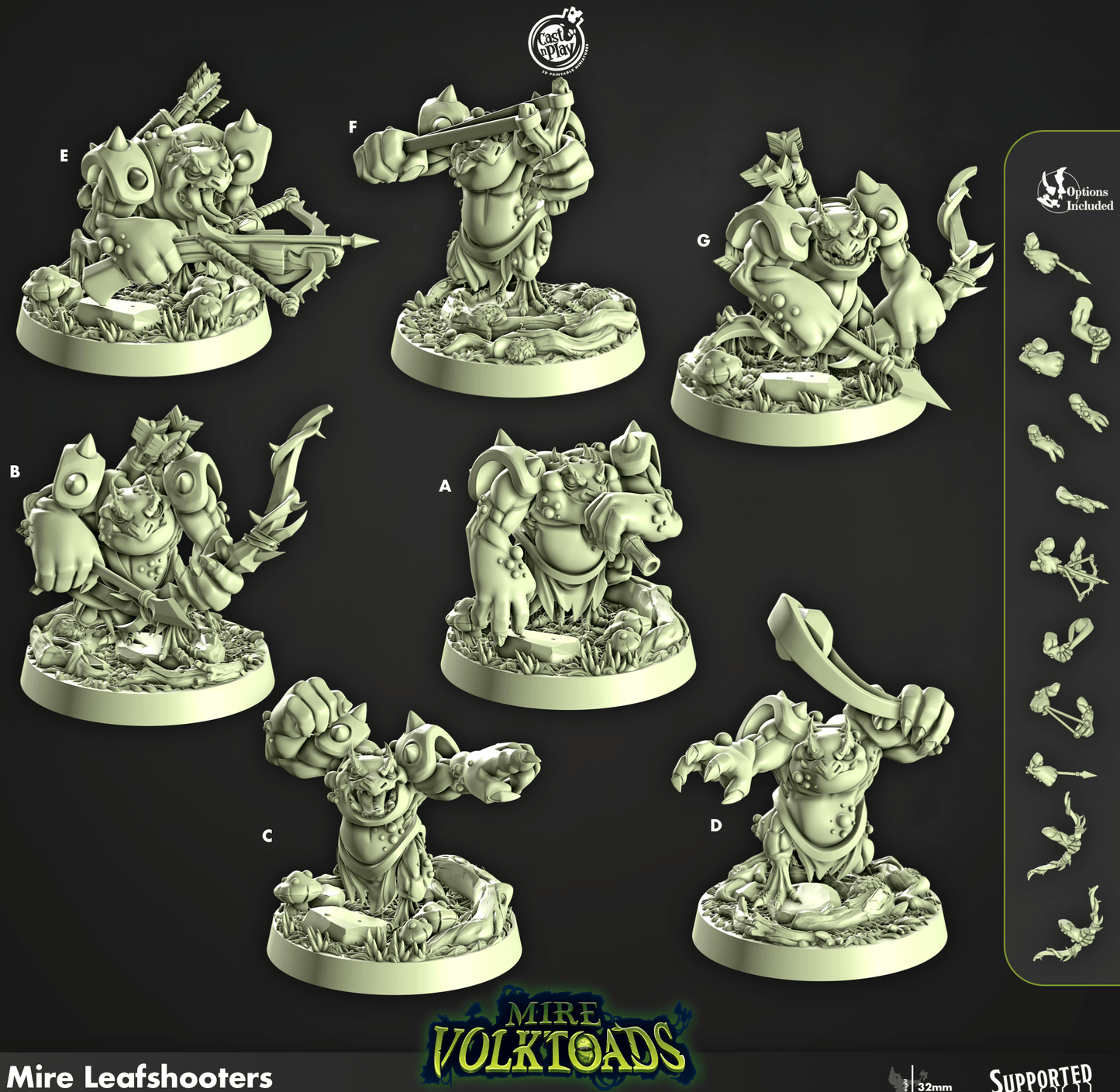 3D Printed Cast n Play Mire Leafshooters Mire Volktoads Set 28mm 32mm D&D - 3D Printing Boss 