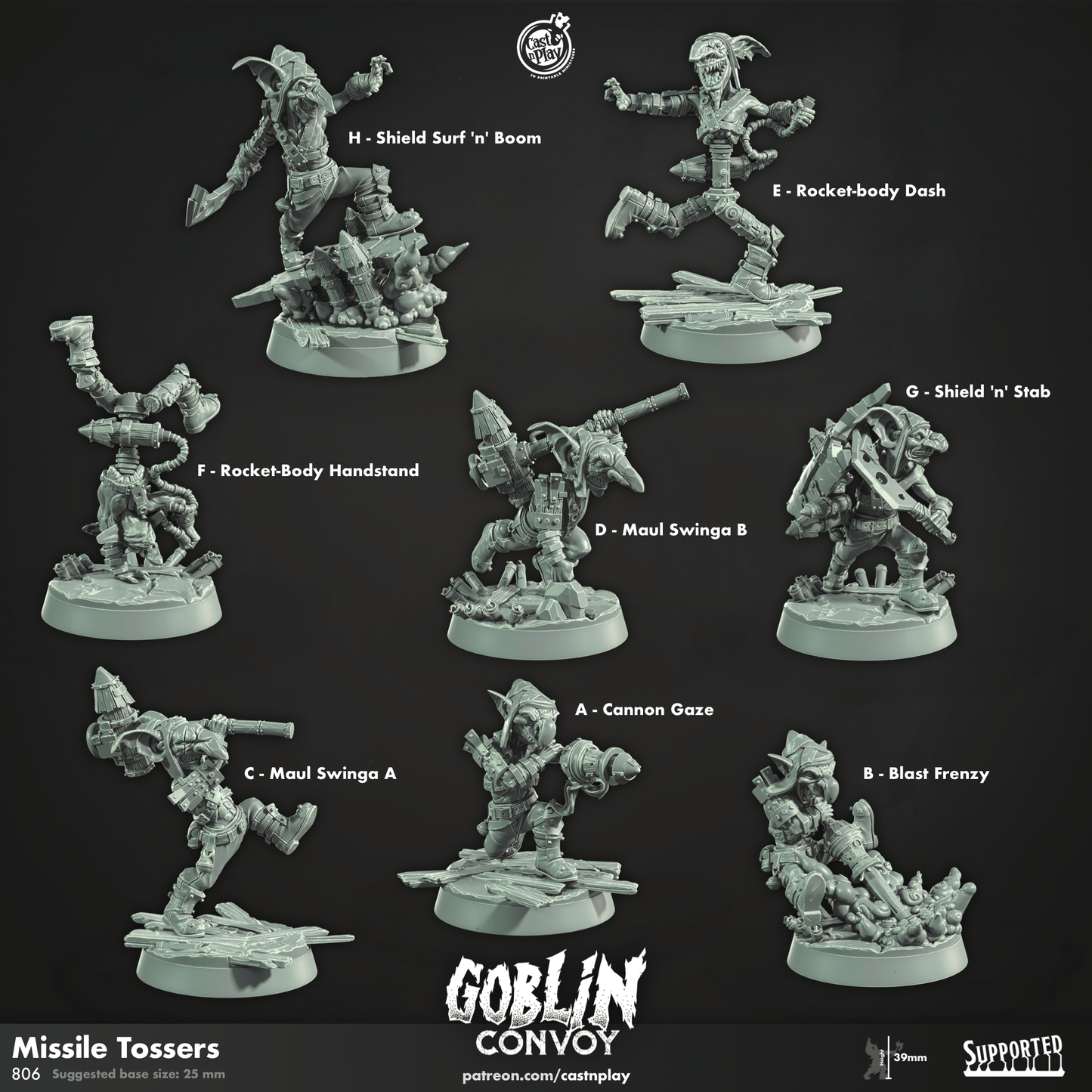 3D Printed Cast n Play Missile Tossers The Goblin Convoy 28mm 32mm D&D - 3D Printing Boss 