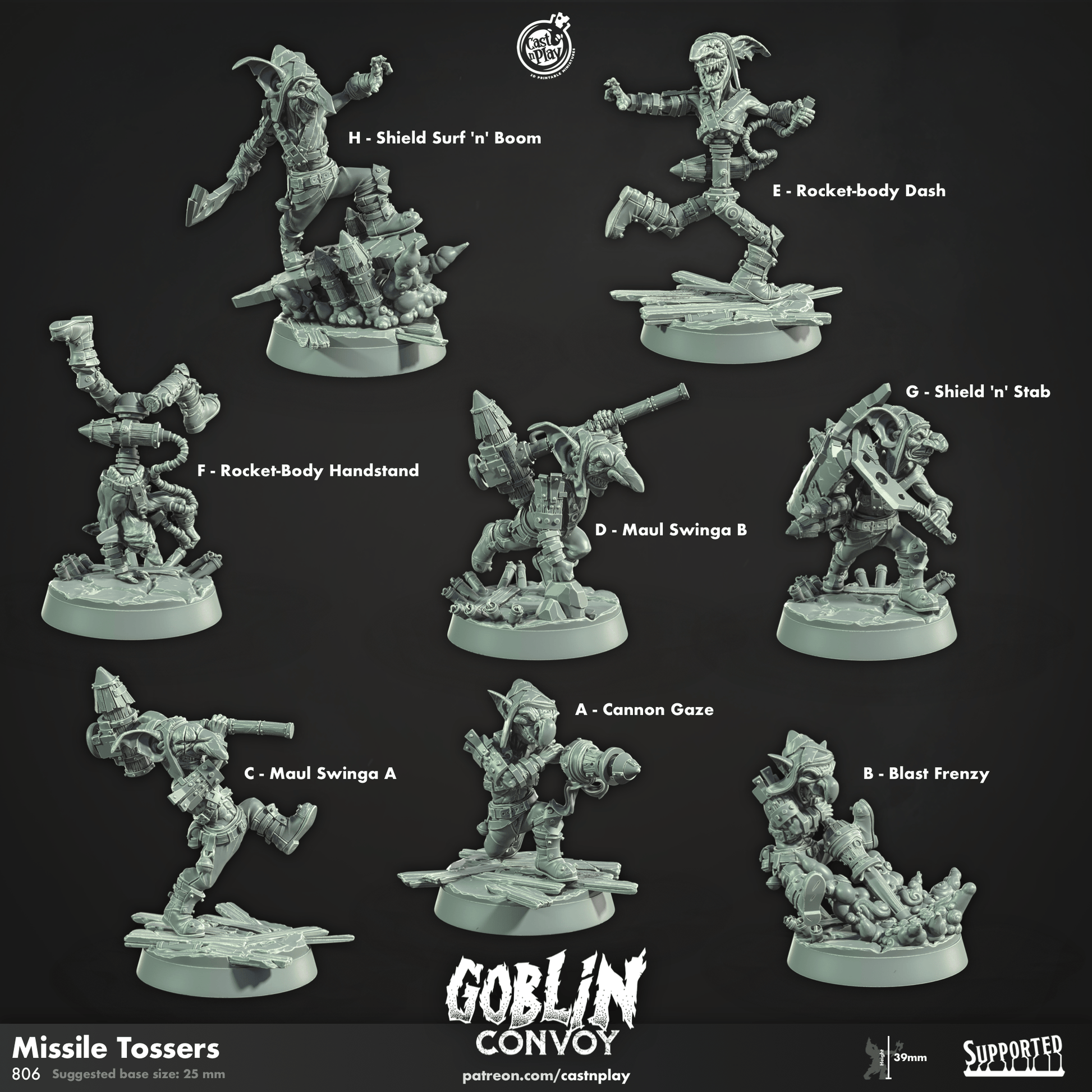 3D Printed Cast n Play Missile Tossers The Goblin Convoy 28mm 32mm D&D - 3D Printing Boss 