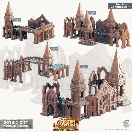 3D Printed Cast n Play Modular Building Gothic City Set 28mm 32mm D&D - 3D Printing Boss 