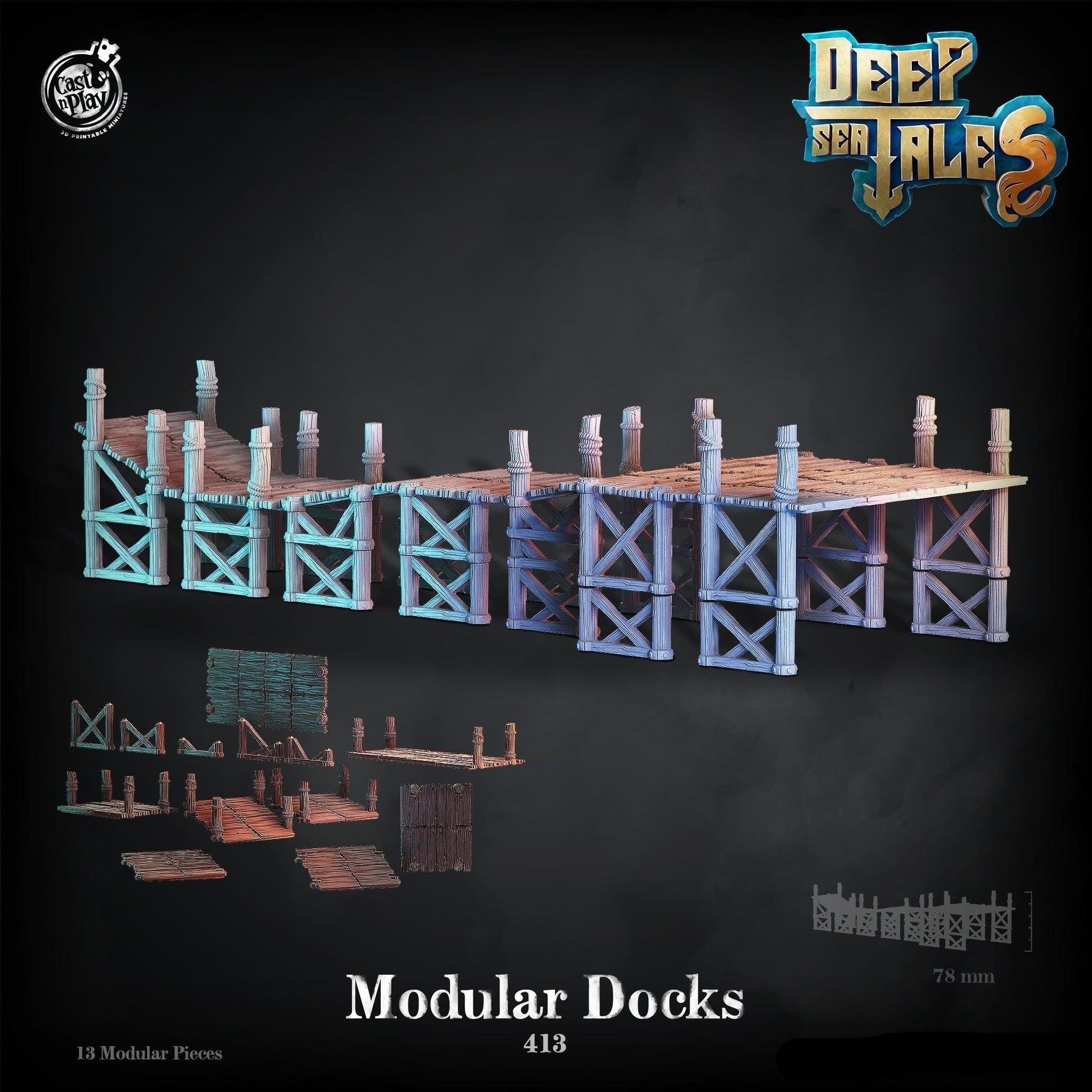 3D Printed Cast n Play Modular Docks Deep Sea Tales 28mm 32mm D&D - 3D Printing Boss 