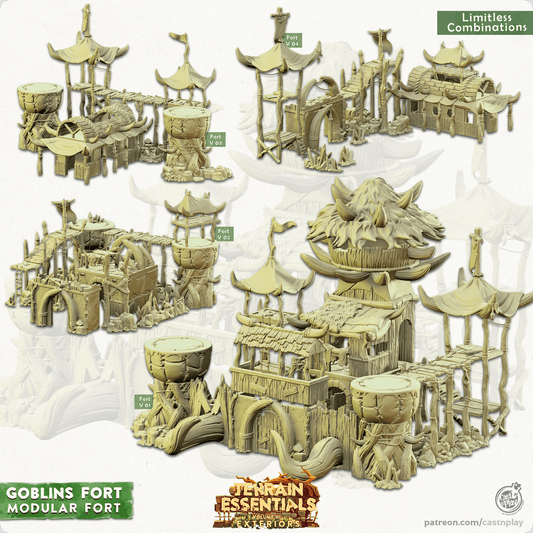 3D Printed Cast n Play Modular Fort Goblins Fort Set 28mm 32mm D&D - 3D Printing Boss 