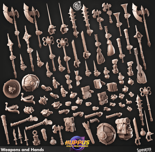 3D Printed Cast n Play Modular Hands Huppus, Space Mercenaries Set 28mm 32mm D&D - 3D Printing Boss 