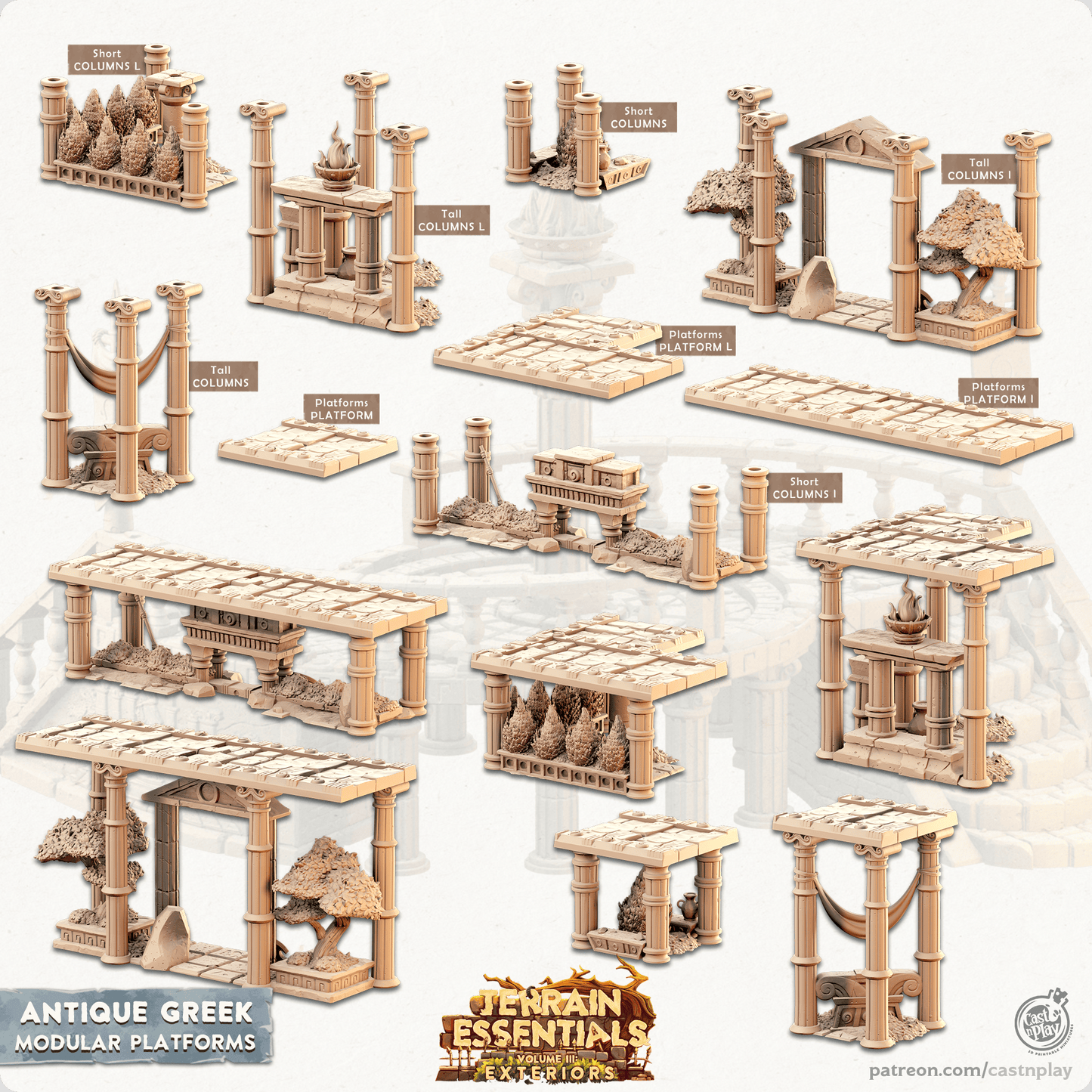 3D Printed Cast n Play Modular Platforms Antique Greek Set 28mm 32mm D&D - 3D Printing Boss 