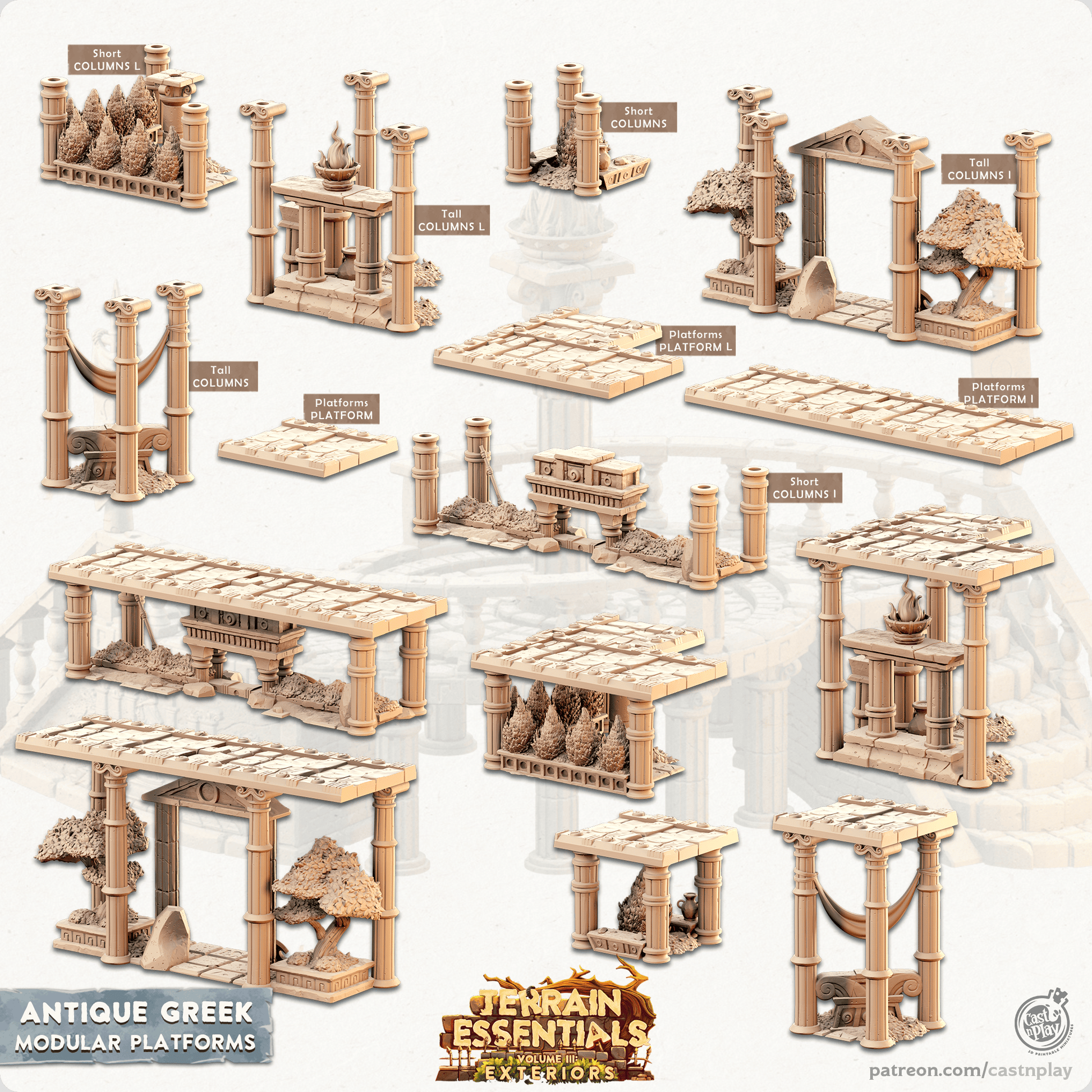 3D Printed Cast n Play Modular Platforms Antique Greek Set 28mm 32mm D&D - 3D Printing Boss 