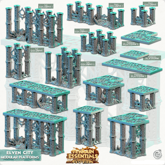 3D Printed Cast n Play Modular Platforms Elven City Set Terrain Essentials Vol III Exteriors 28mm 32mm D&D - 3D Printing Boss 