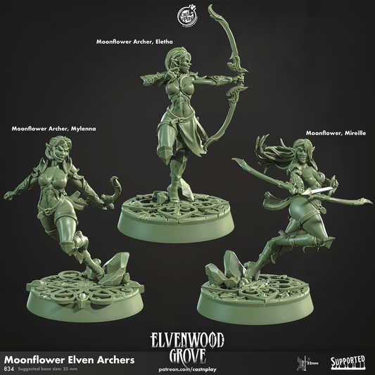 3D Printed Cast n Play Moonflower Elven Archers Elvenwood Grove Set 28mm 32mm D&D - 3D Printing Boss 