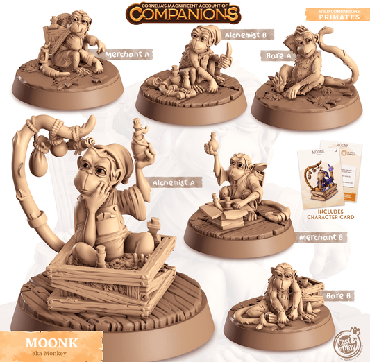 3D Printed Cast n Play Moonk - Monkey Companions 28mm 32mm D&D - 3D Printing Boss 