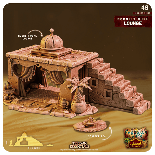 3D Printed Cast n Play Moonlit Dune Lounge Desert Winds Terrain Set 28mm 32mm D&D - 3D Printing Boss 