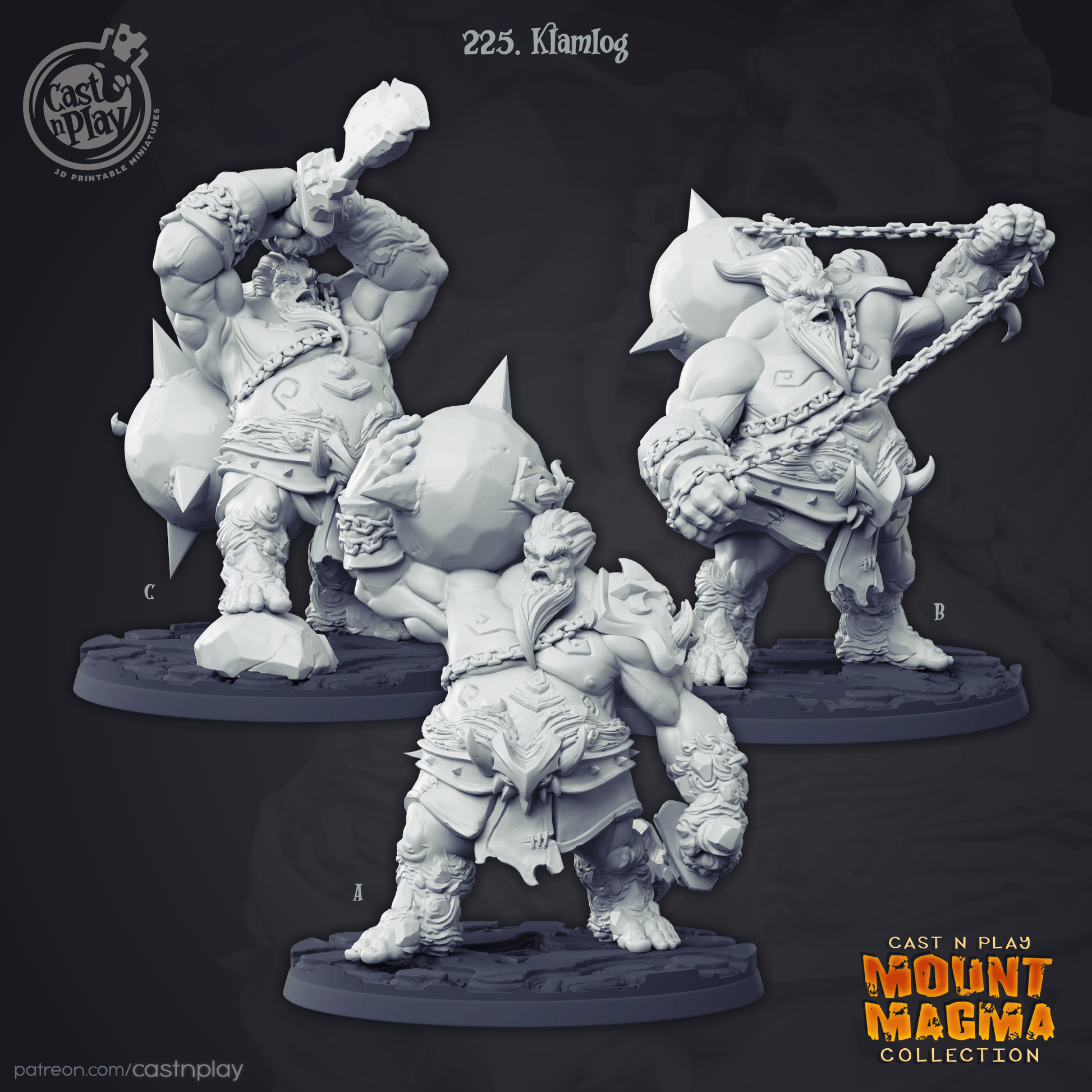 3D Printed Cast n Play Mount Magma Collection - Klamlog 28mm 32mm D&D - 3D Printing Boss 
