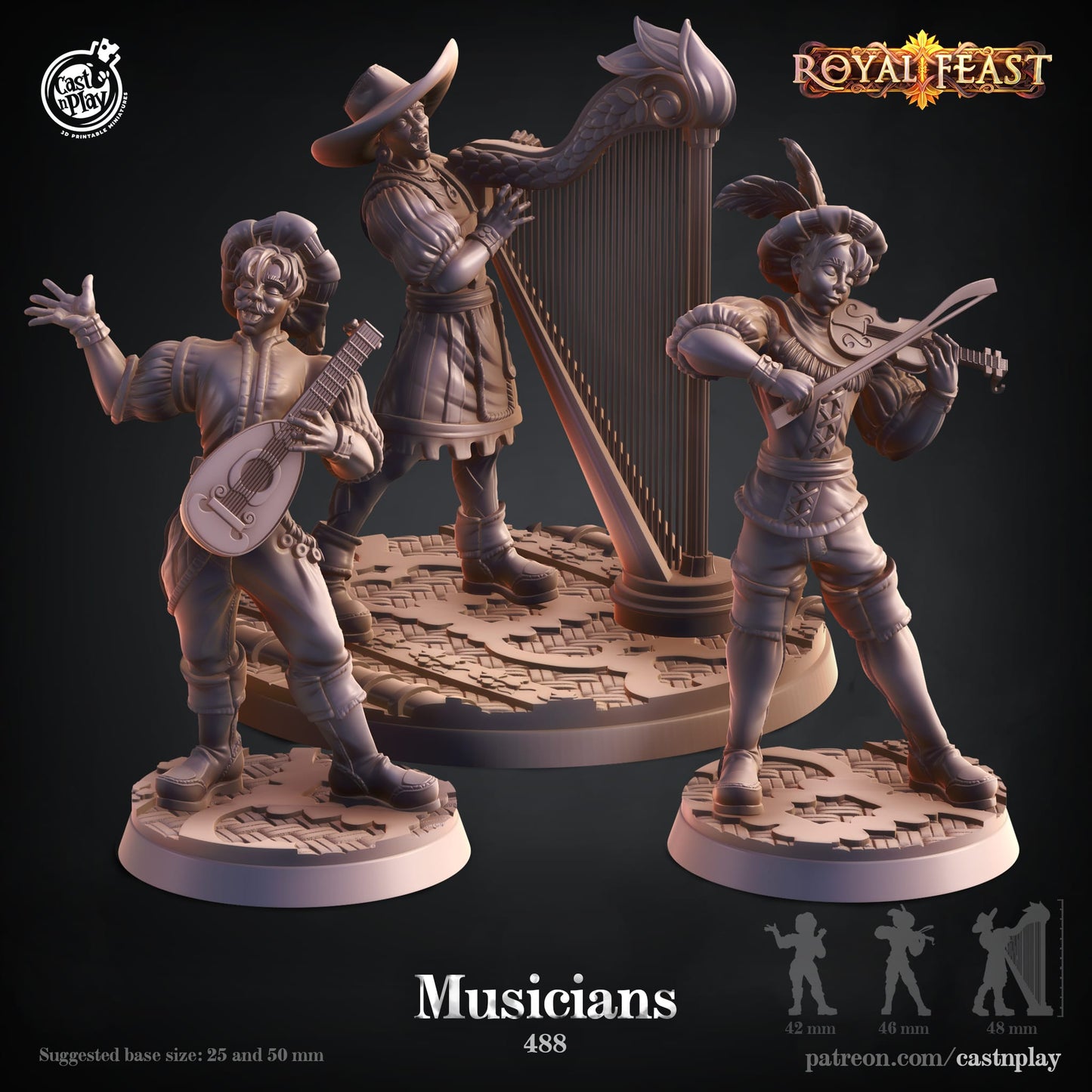 3D Printed Cast n Play Musicians Royal Feast Death Tiles 28mm 32mm D&D - 3D Printing Boss 