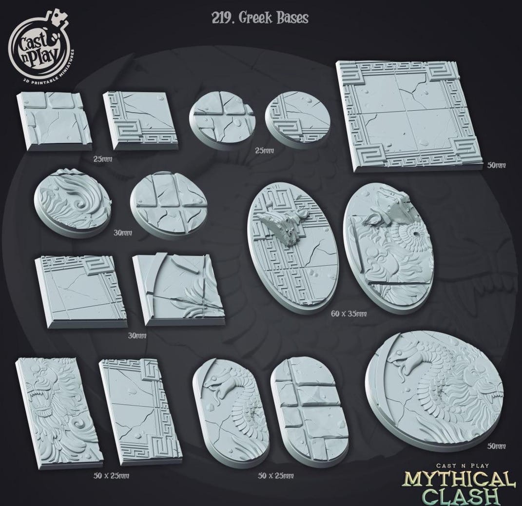 3D Printed Cast n Play Mythical Clash - Greek Bases Set 28mm 32mm D&D - 3D Printing Boss 