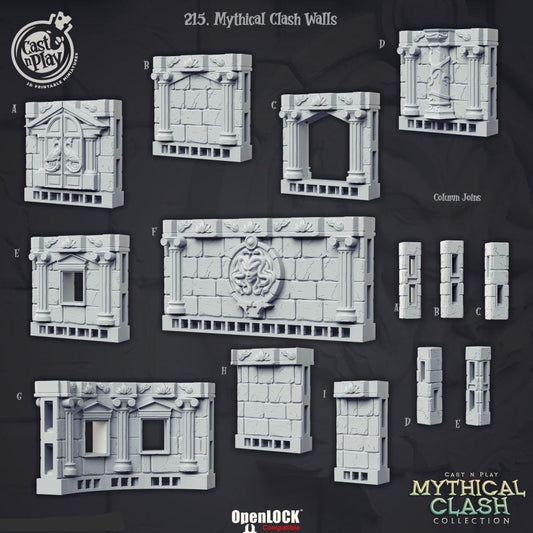 3D Printed Cast n Play Mythical Clash - Mythical Clash Walls 28mm 32mm D&D - 3D Printing Boss 