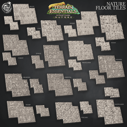 3D Printed Cast n Play Nature Floor Tiles Set Terrain Essentials Nature 28mm 32mm D&D - 3D Printing Boss 