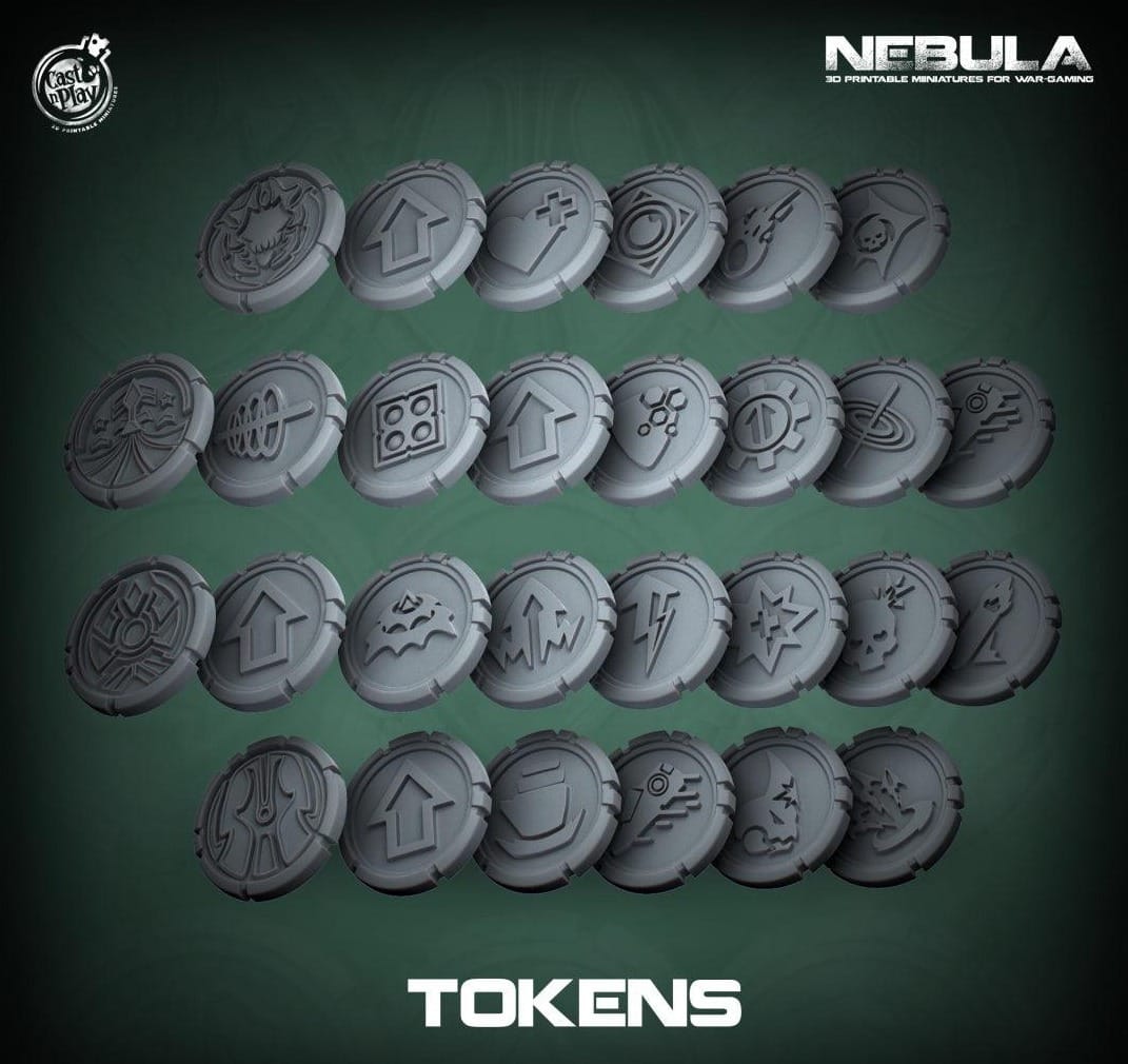 3D Printed Cast n Play Nebula Faction Tokens Nebula All Out War 28mm 32mm D&D - 3D Printing Boss 