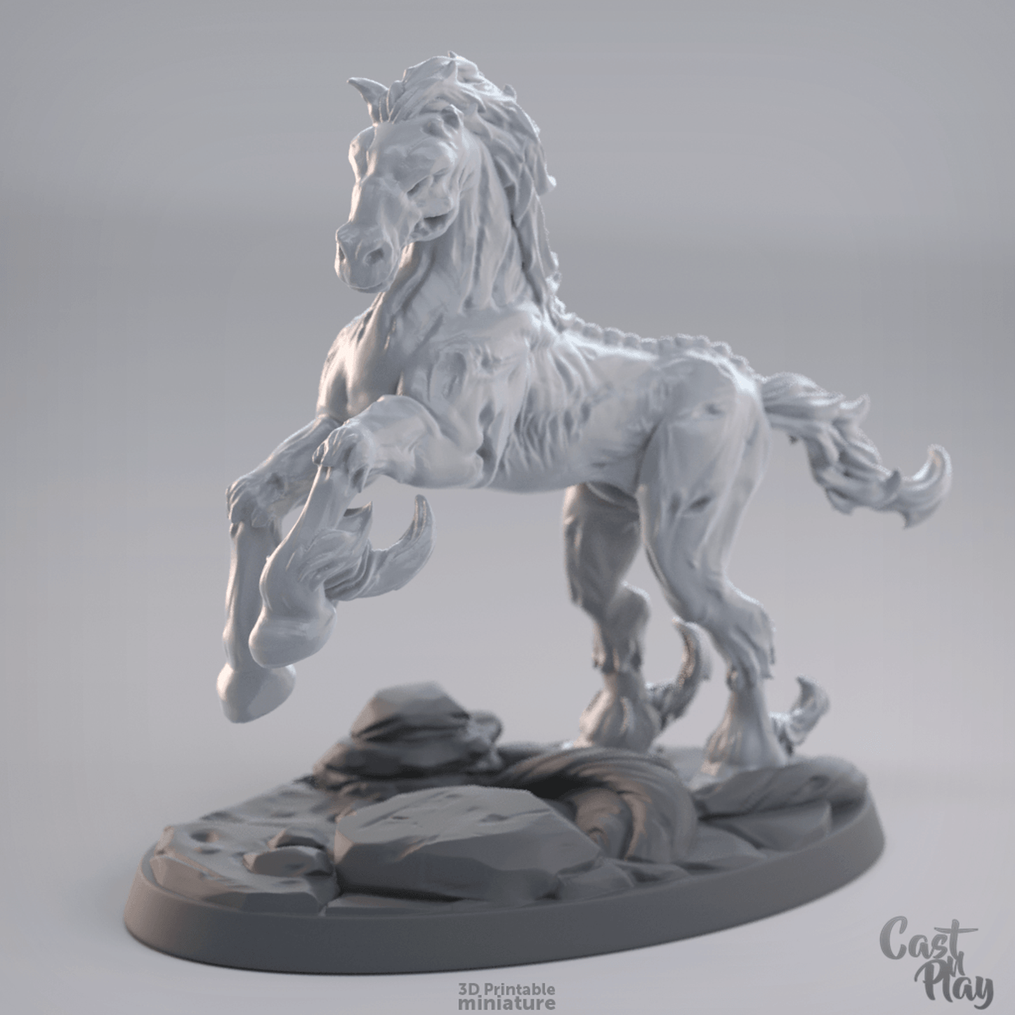 3D Printed Cast n Play - Nightmare Horse 28mm 32mm D&D - 3D Printing Boss 