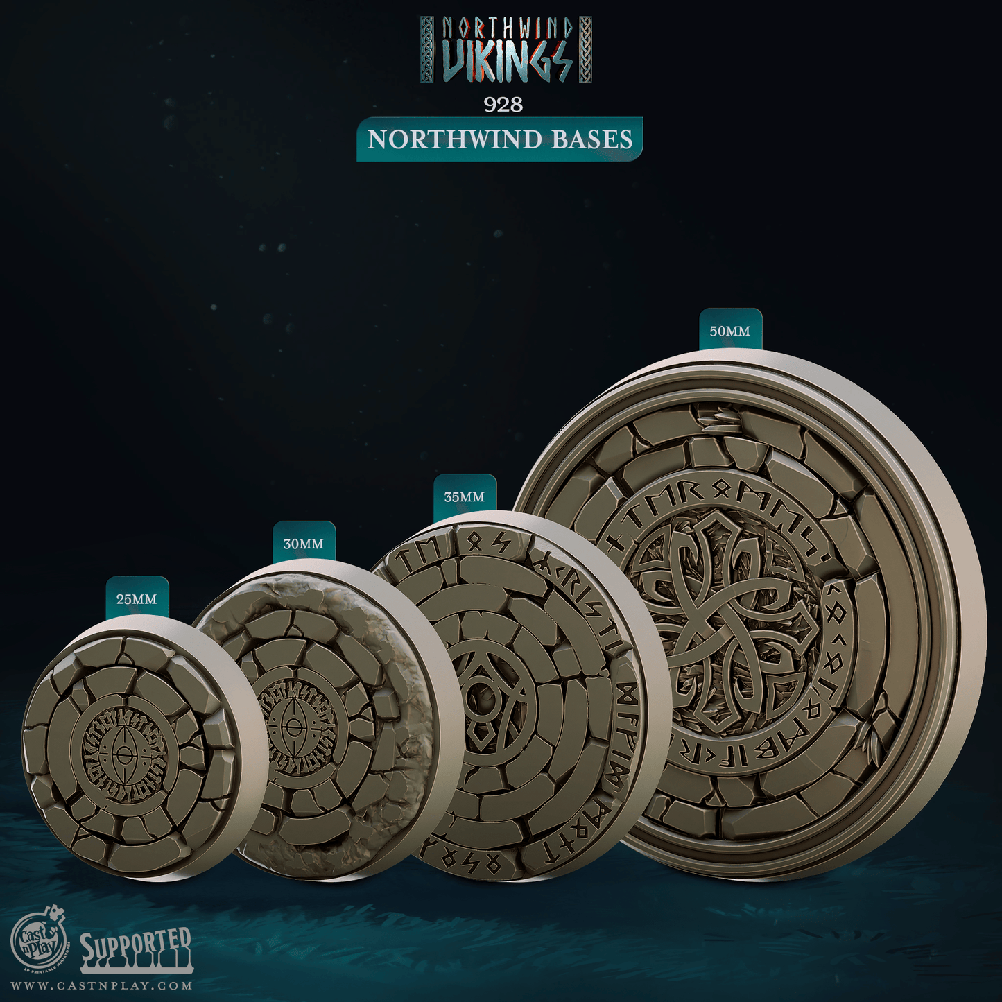 3D Printed Cast n Play Northwind Bases Northwind Vikings 28mm 32mm D&D - 3D Printing Boss 