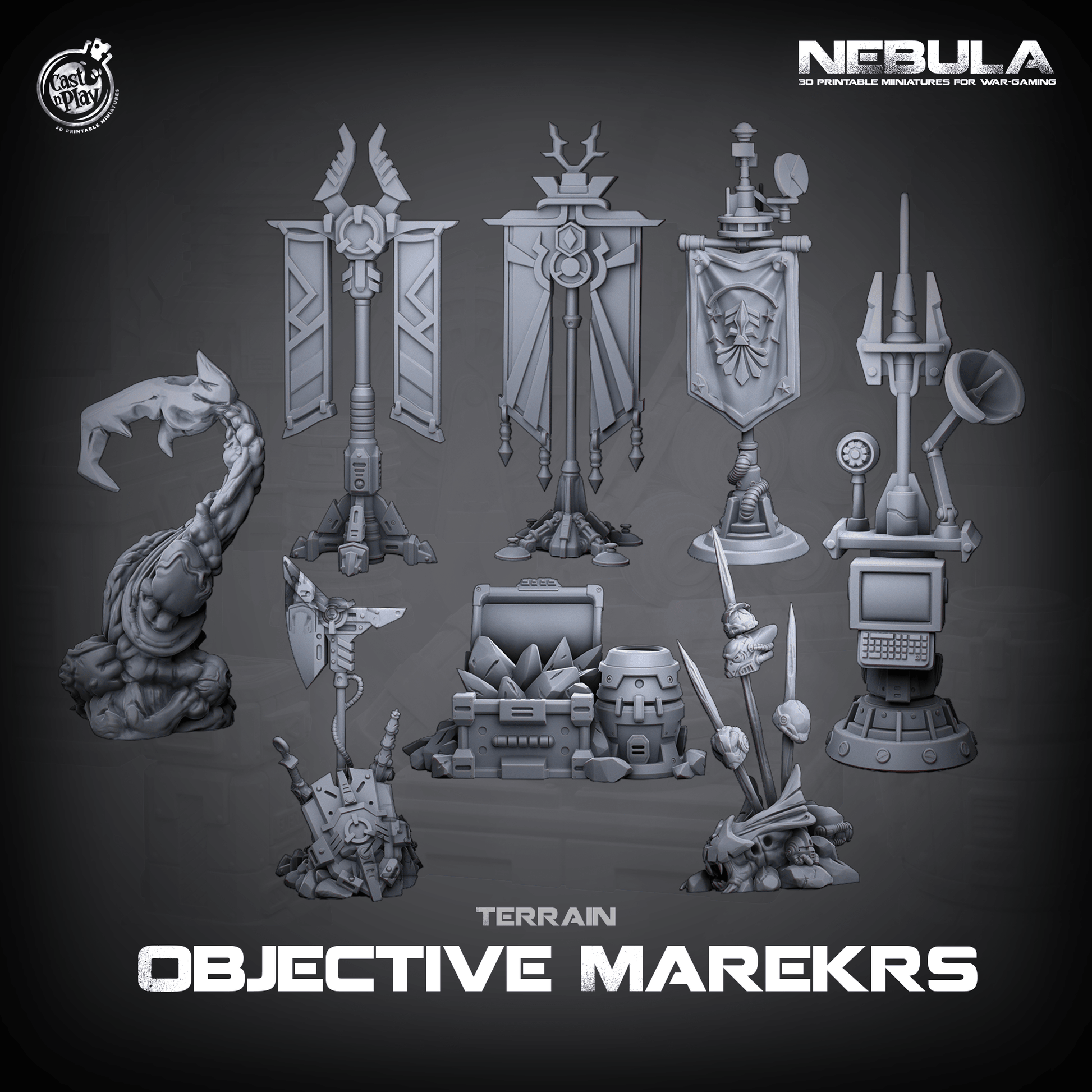 3D Printed Cast n Play Objective Markers Nebula Origins 28mm 32mm D&D - 3D Printing Boss 