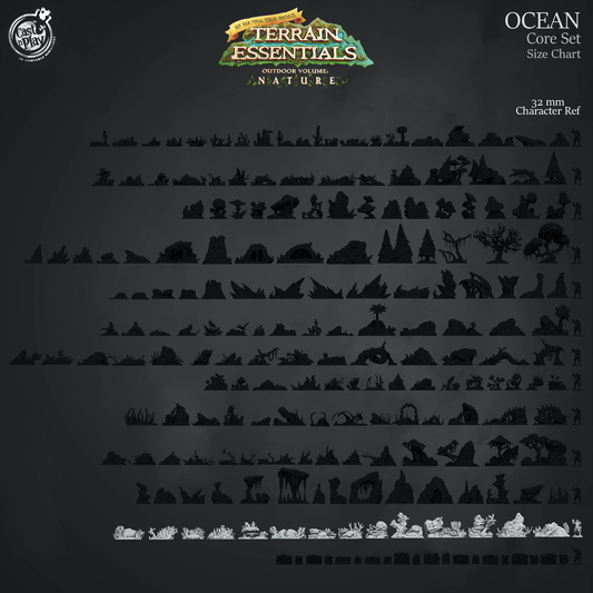 3D Printed Cast n Play Ocean Core Set Ocean Terrain Set Terrain Essentials Nature 28mm 32mm D&D - 3D Printing Boss 
