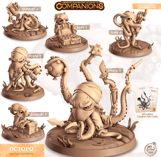 3D Printed Cast n Play Oktopo - Octopus Companions 28mm 32mm D&D - 3D Printing Boss 