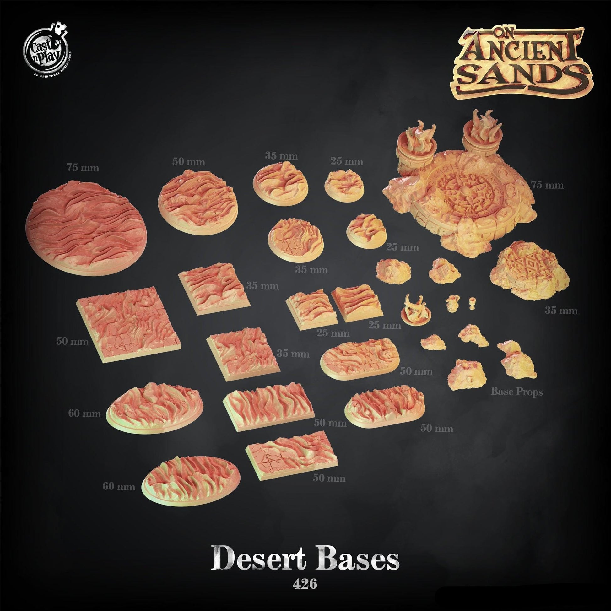 3D Printed Cast n Play On Ancient Sands - Desert Bases Set 28mm 32mm D&D - 3D Printing Boss 
