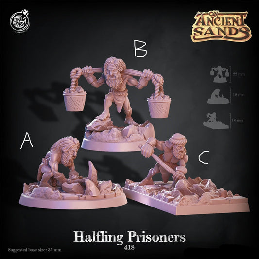 3D Printed Cast n Play On Ancient Sands - Halfling Prisoners 28mm 32mm D&D - 3D Printing Boss 