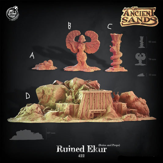 3D Printed Cast n Play On Ancient Sands - Ruined Ekur 28mm 32mm D&D - 3D Printing Boss 