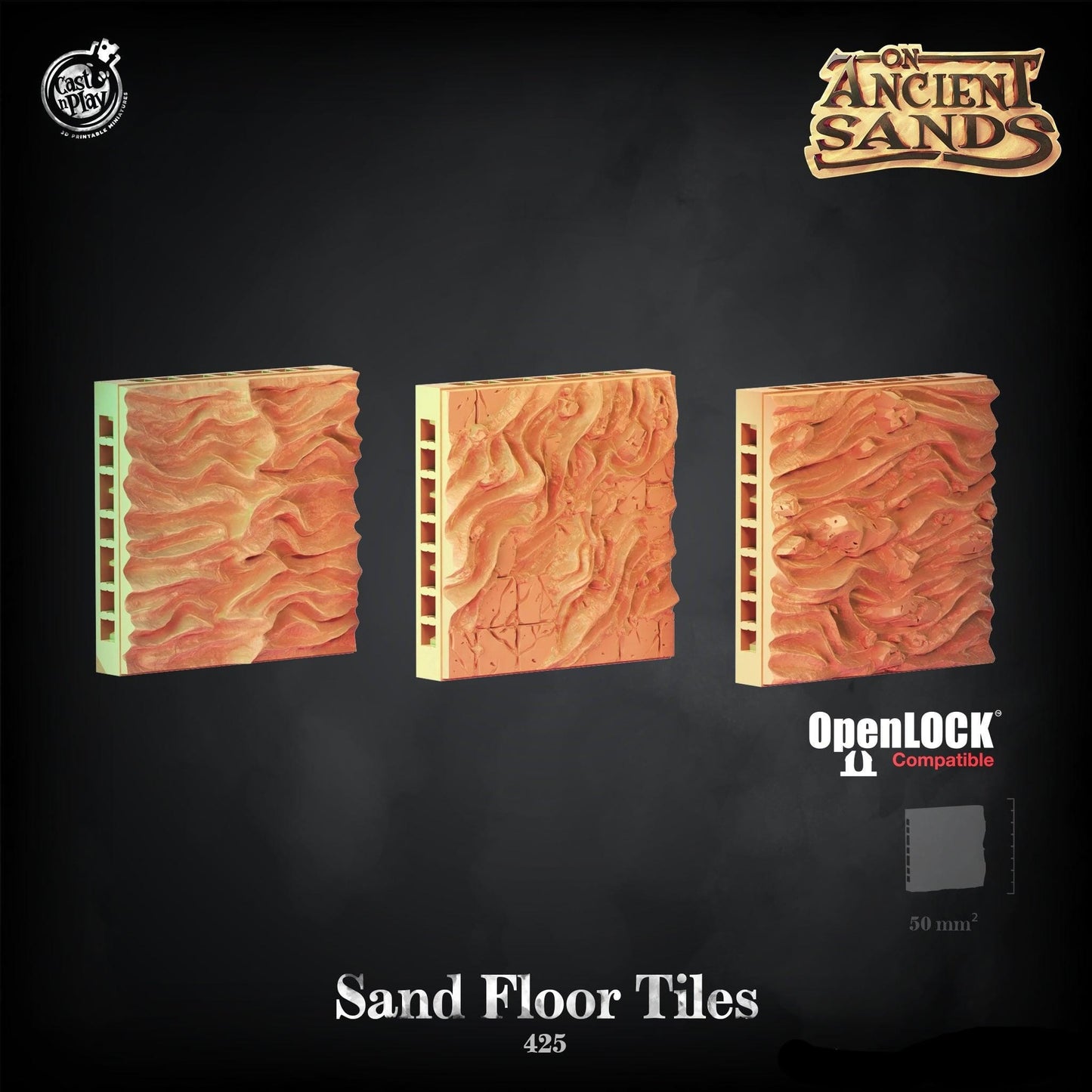 3D Printed Cast n Play On Ancient Sands - Sand Floor Tiles 28mm 32mm D&D - 3D Printing Boss 