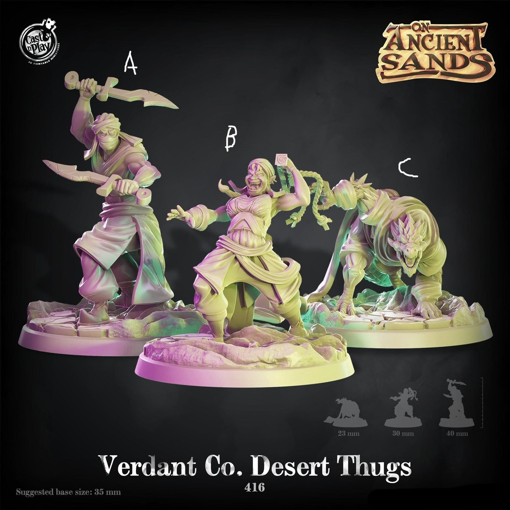 3D Printed Cast n Play On Ancient Sands - Verdant Co Desert Thugs 28mm 32mm D&D - 3D Printing Boss 