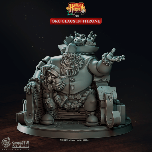 3D Printed Cast n Play Orc Claus in Throne Holiday Horde Set 28mm 32mm D&D - 3D Printing Boss 