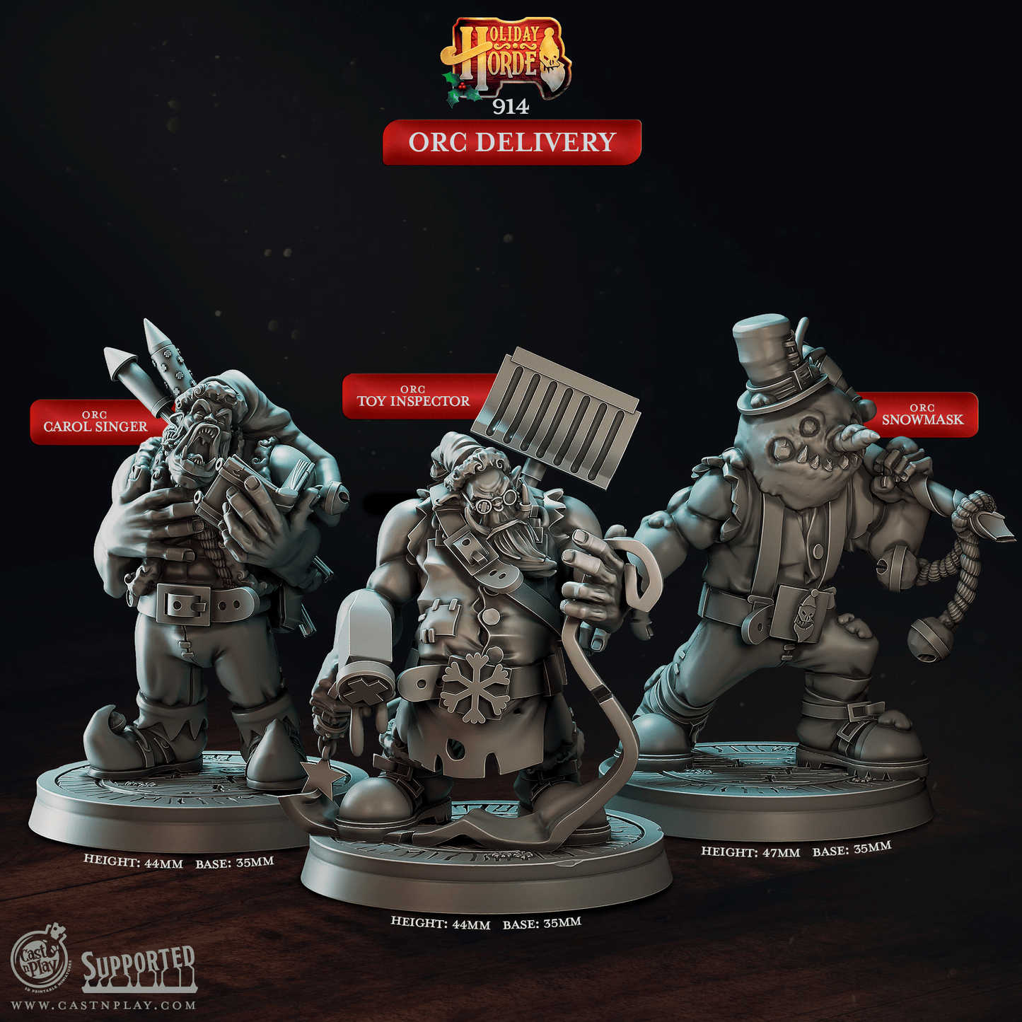 3D Printed Cast n Play Orc Delivery Holiday Horde Set 28mm 32mm D&D - 3D Printing Boss 