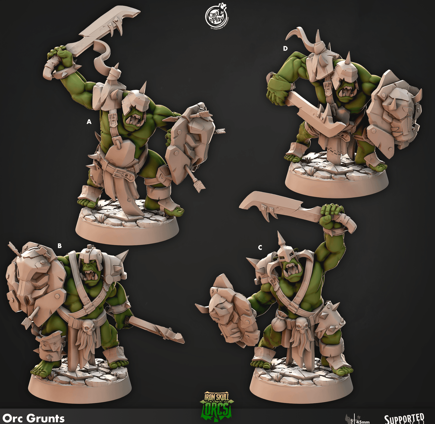 3D Printed Cast n Play Orc Grunts Iron Skull Orcs 28mm 32mm D&D - 3D Printing Boss 