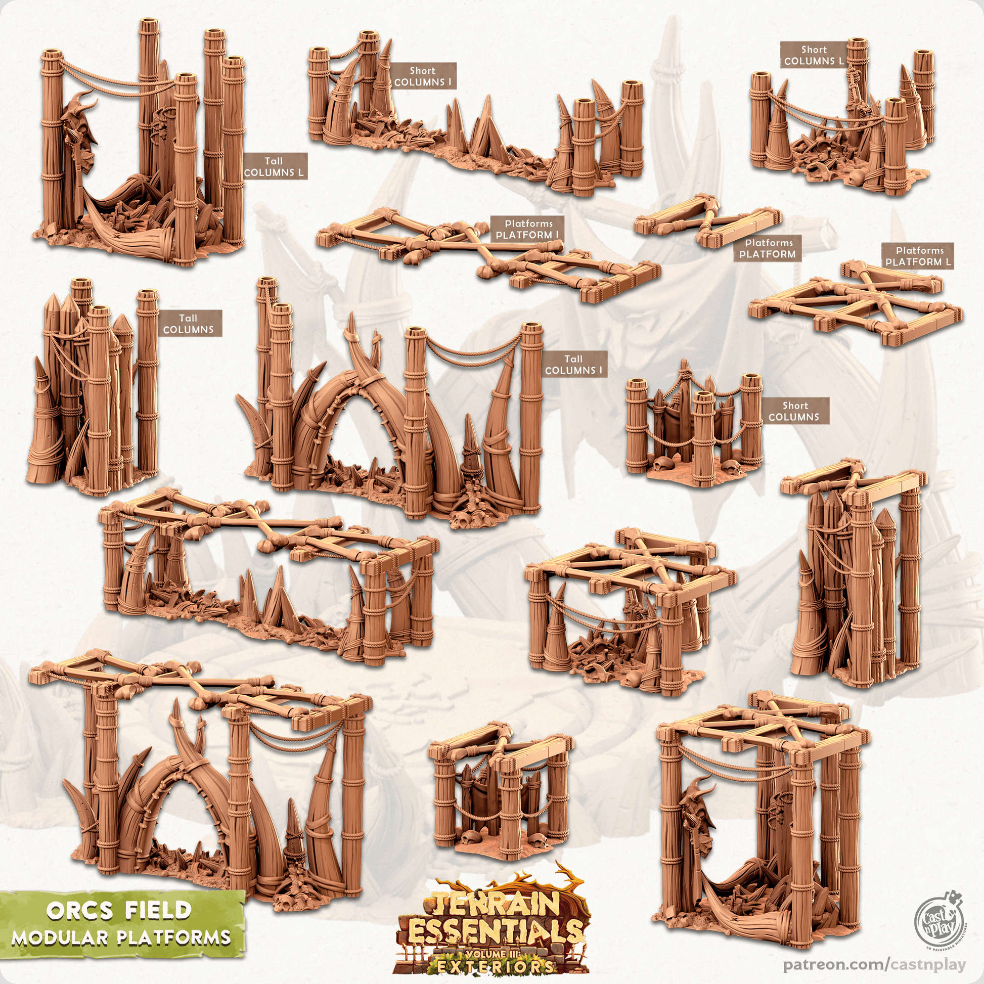 3D Printed Cast n Play Orcs Field Set Modular Platforms 28mm 32mm D&D - 3D Printing Boss 