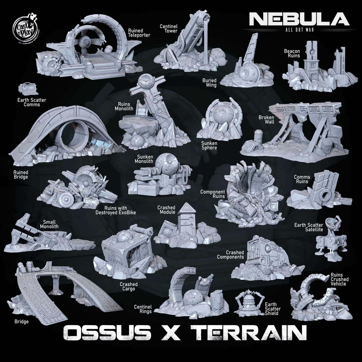 3D Printed Cast n Play Ossus X Terrain Nebula All Out War 28mm 32mm D&D - 3D Printing Boss 