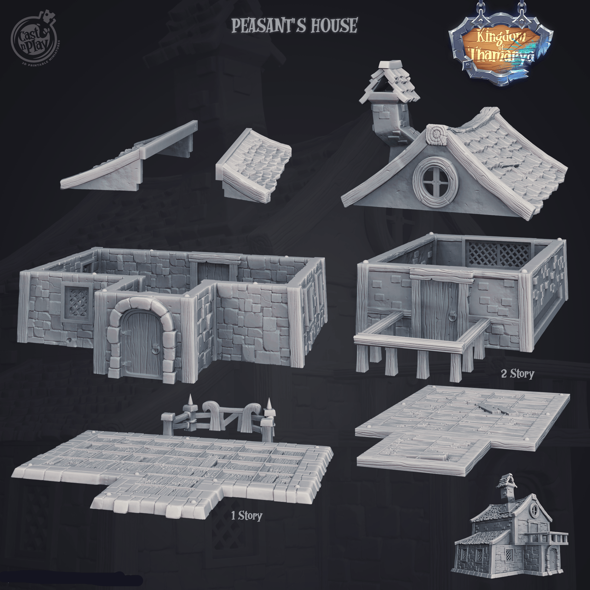 3D Printed Cast n Play Peasant's House Kingdom Of Thamarya 28mm 32mm D&D - 3D Printing Boss 