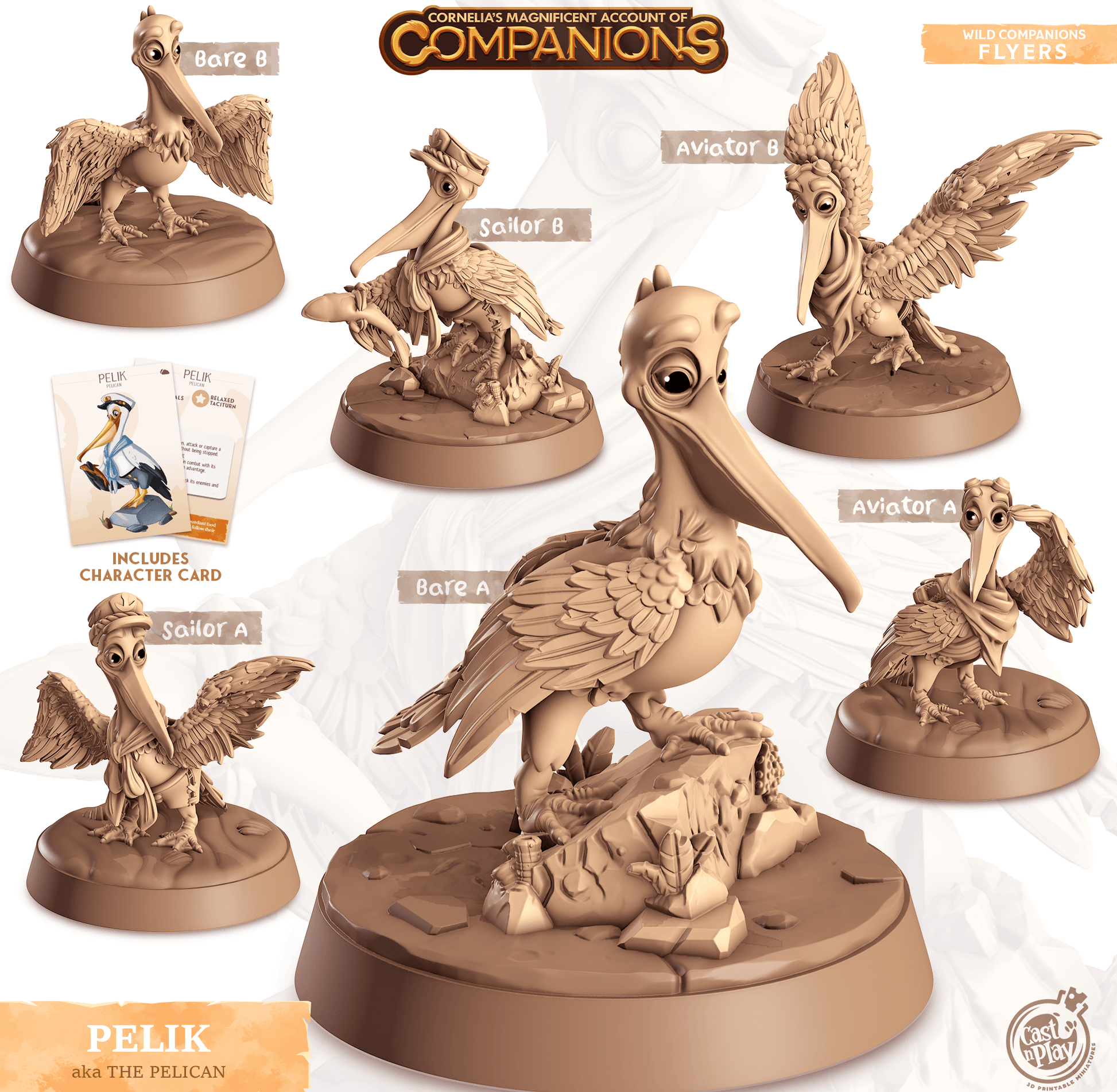 3D Printed Cast n Play Pelik - Pelican Companions 28mm 32mm D&D - 3D Printing Boss 