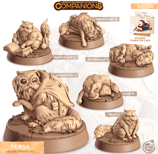 3D Printed Cast n Play Persa - Persian Cat Companions 28mm 32mm D&D - 3D Printing Boss 