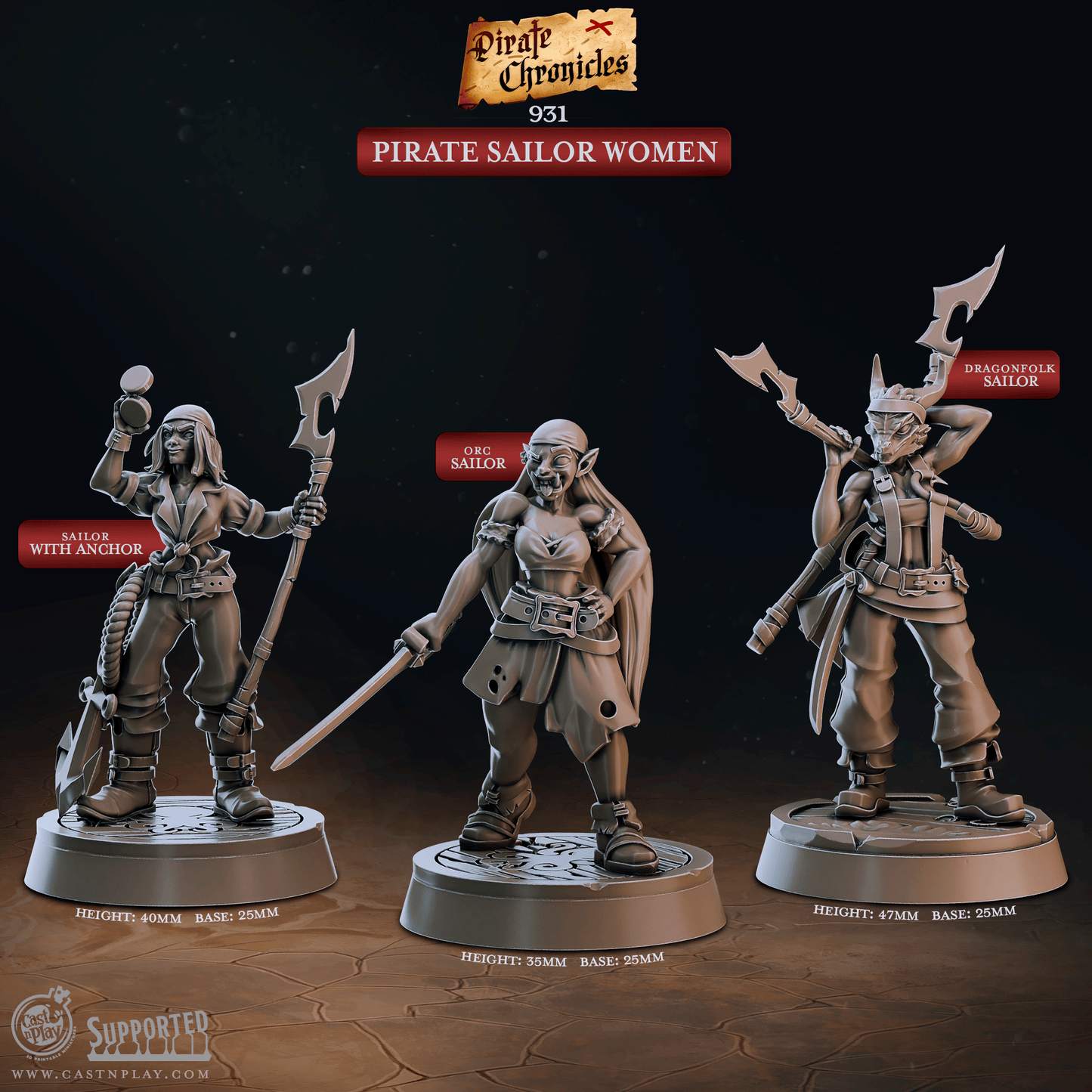 3D Printed Cast n Play Pirate Chronicles Collection 28mm 32mm D&D - 3D Printing Boss 