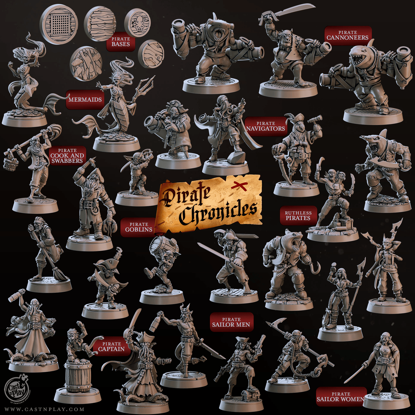 3D Printed Cast n Play Pirate Chronicles Collection 28mm 32mm D&D - 3D Printing Boss 