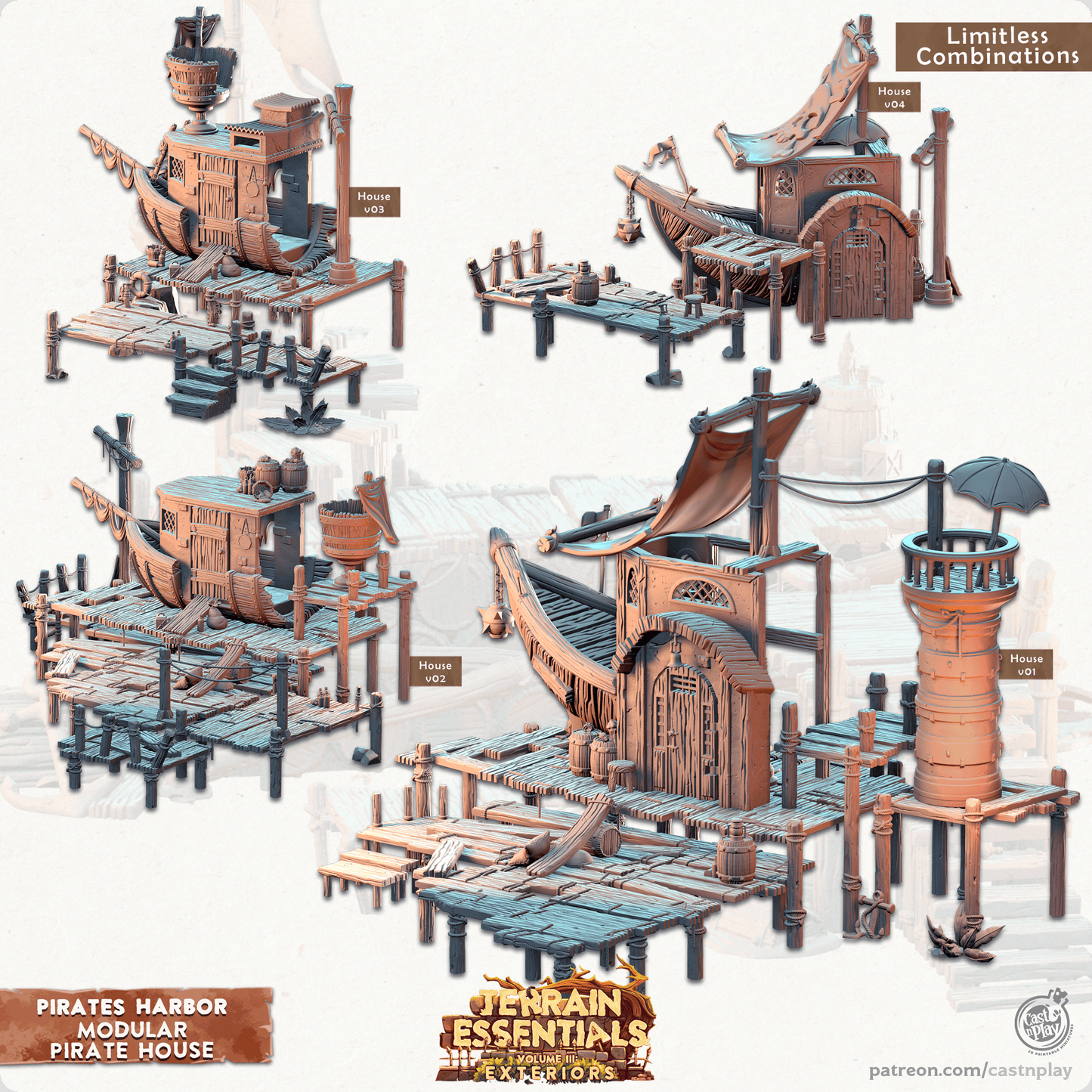 3D Printed Cast n Play Pirates House Pirates Harbor Set 28mm 32mm D&D - 3D Printing Boss 