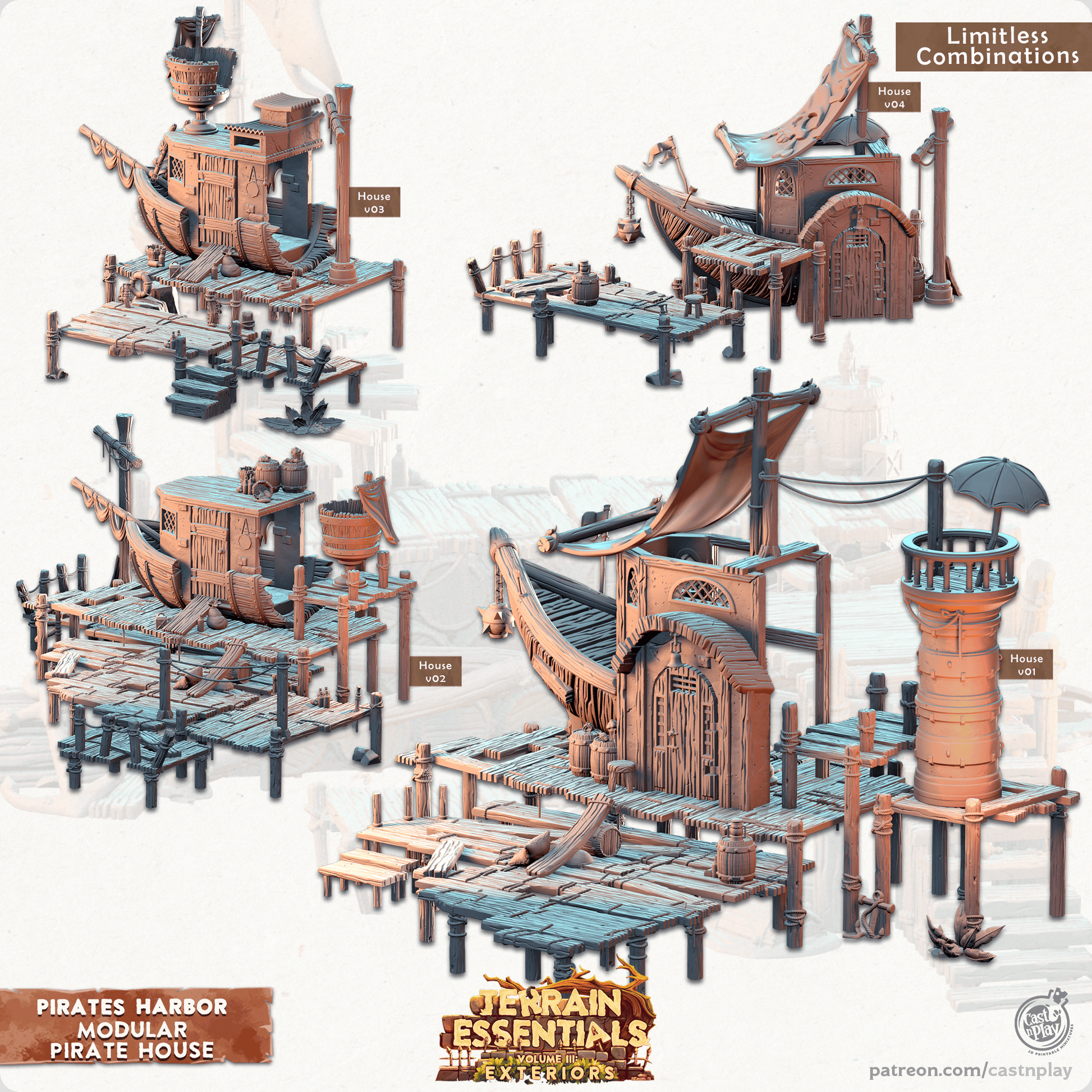 3D Printed Cast n Play Pirates House Pirates Harbor Set 28mm 32mm D&D - 3D Printing Boss 