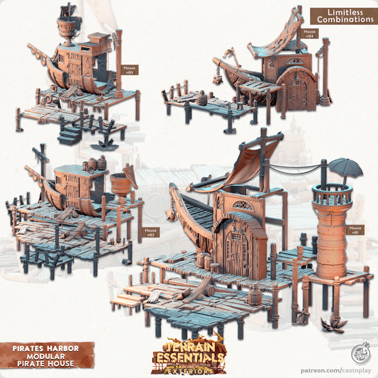 3D Printed Cast n Play Pirates House Pirates Harbor Set 28mm 32mm D&D - 3D Printing Boss 