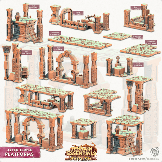 3D Printed Cast n Play Platforms Aztec Temple Set 28mm 32mm D&D - 3D Printing Boss 