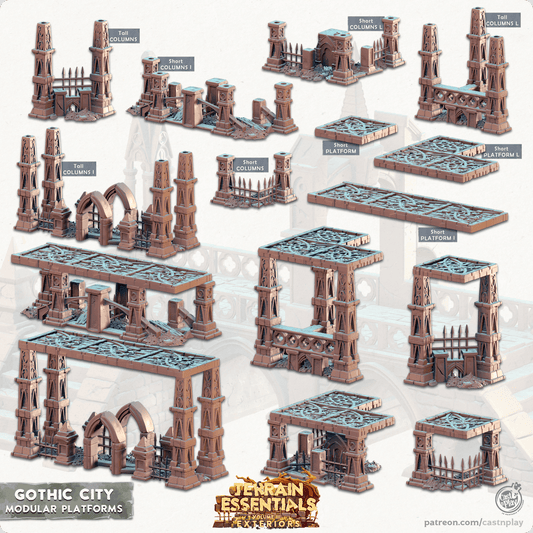 3D Printed Cast n Play Platforms Gothic City Set 28mm 32mm D&D - 3D Printing Boss 
